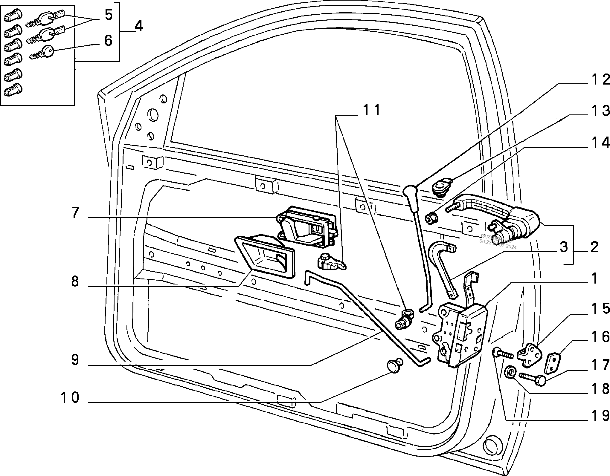 Механизм открывания передней двери Фиат Альбеа