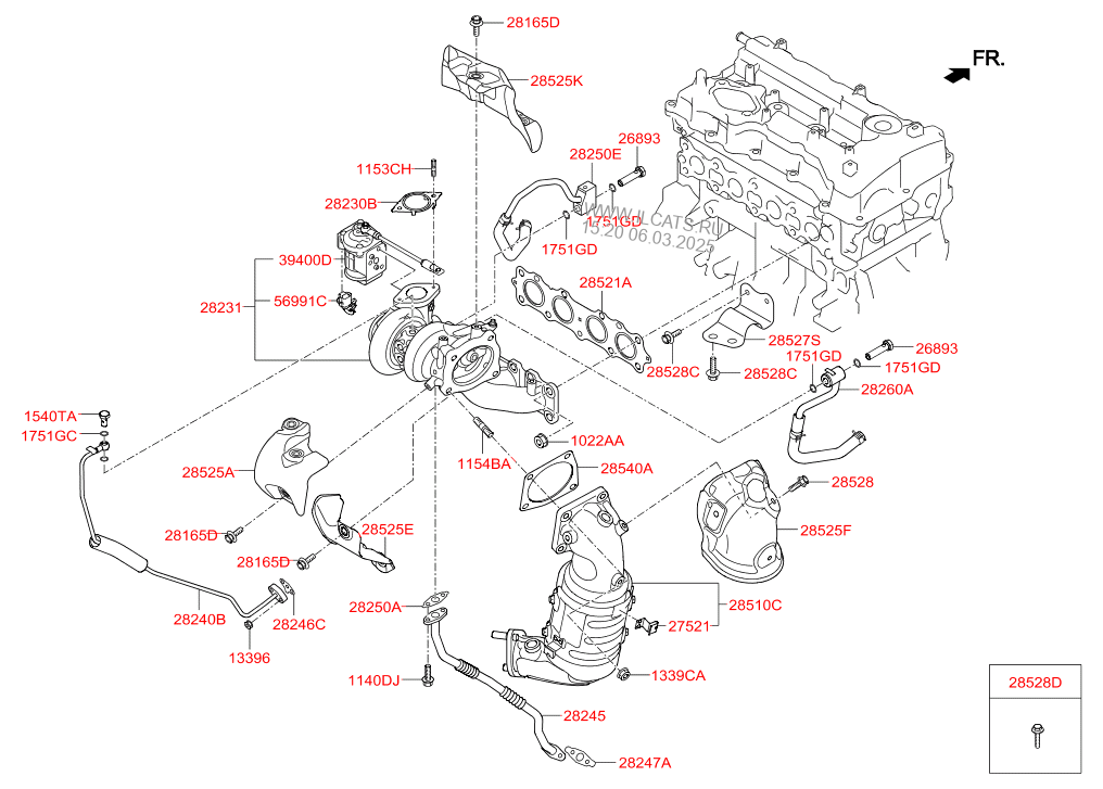 Exhaust Manifold Hyundai Santa Fe 16 Georgia Plant Eur 2016 Wagon 5dr 5p 2000 Cc Theta 2 Dohc Tci Gdi Gasoline Unleaded Auto 6 Speed 2wd