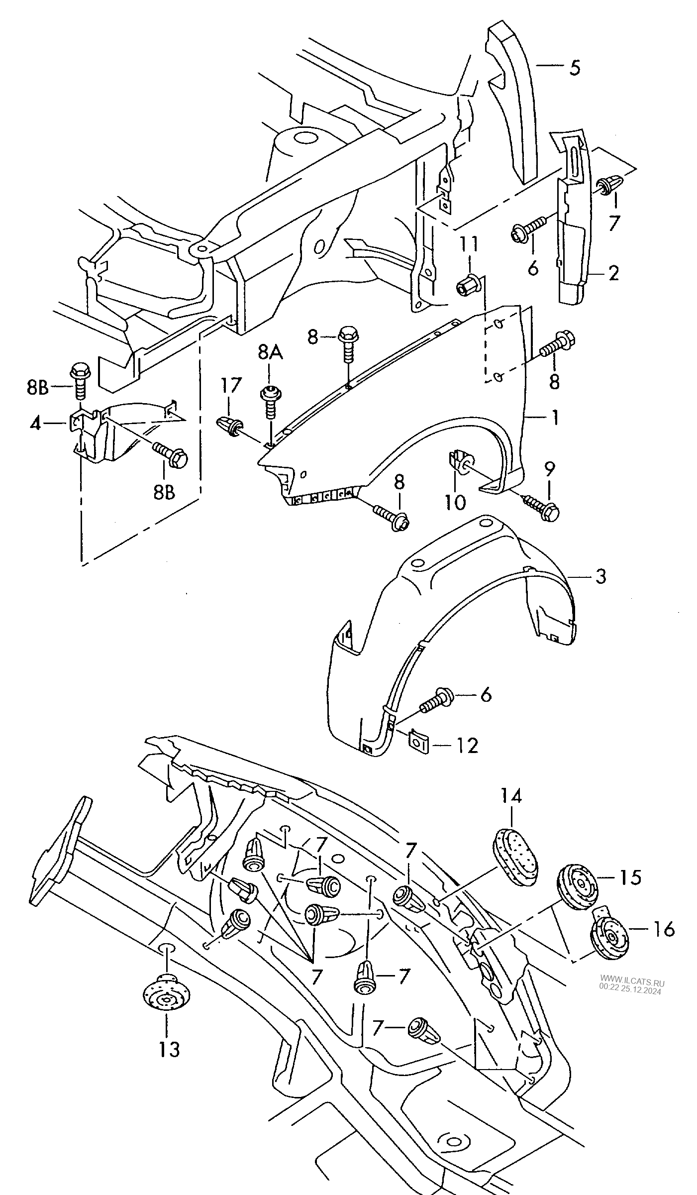 wing. wheel housing liner, plastic AUDI