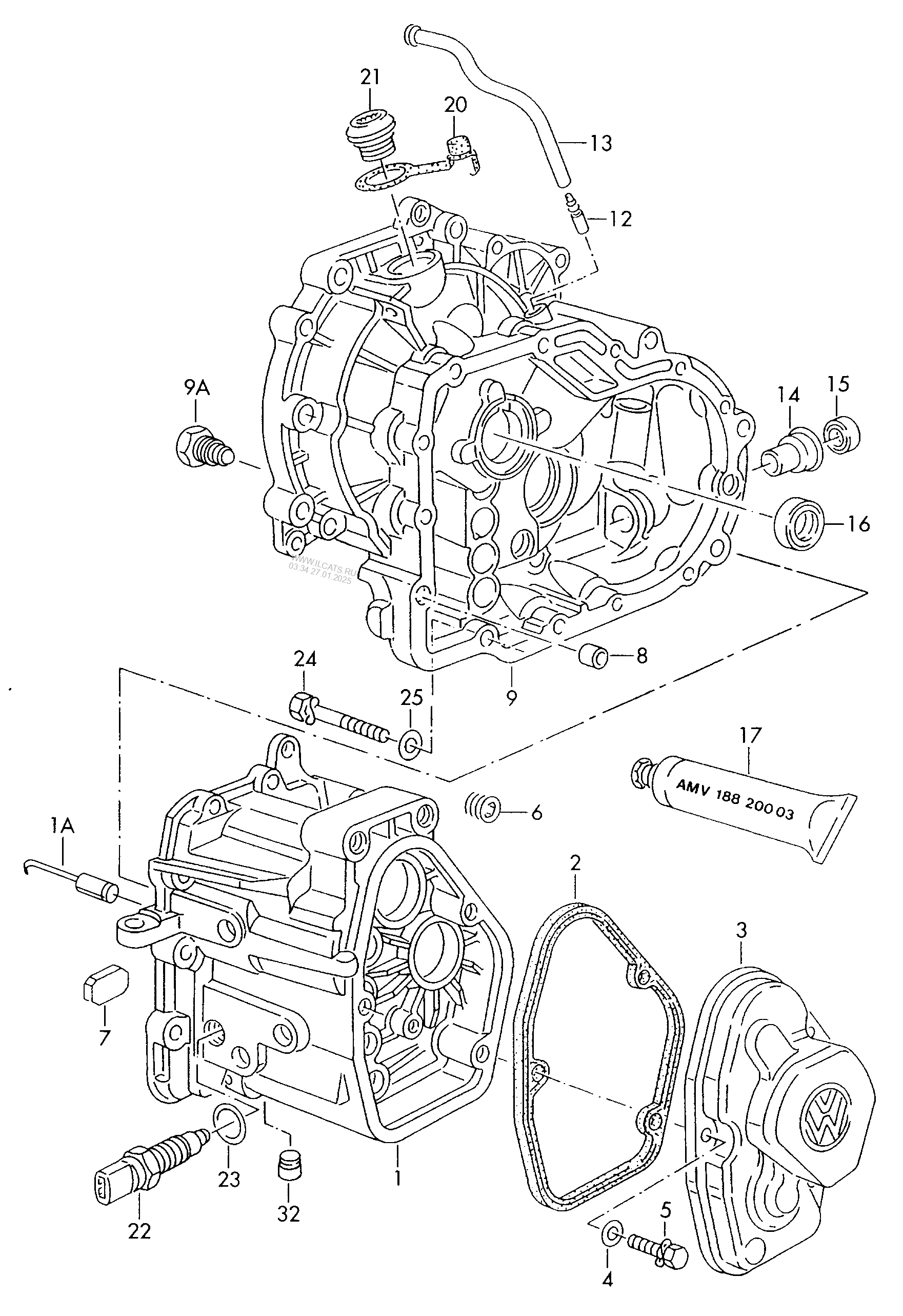 gear housing. for 5 speed manual transmiss. AUDI