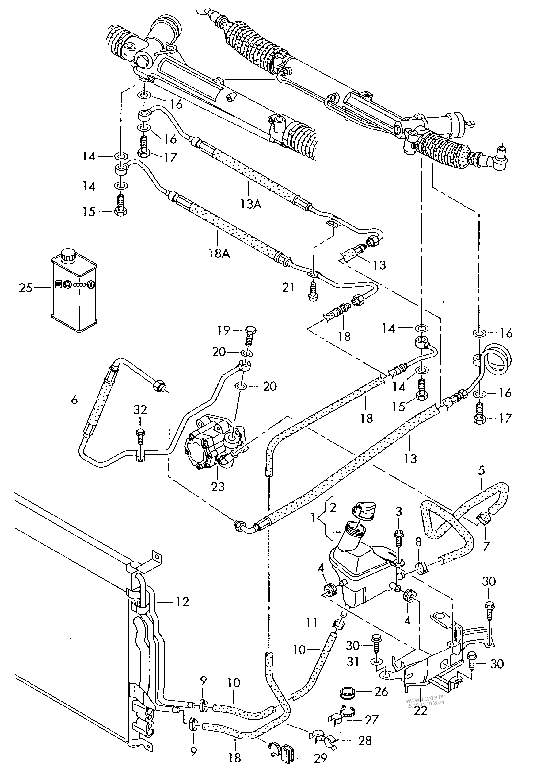 oil container and connection parts, hoses AUDI A8/S8 QU.