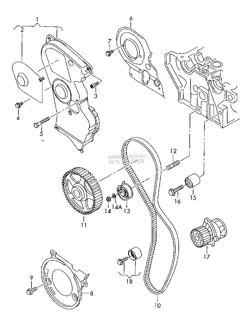 toothed belt. toothed belt guard. F >> 8P6A118 000*. F >> 8P6B012 500