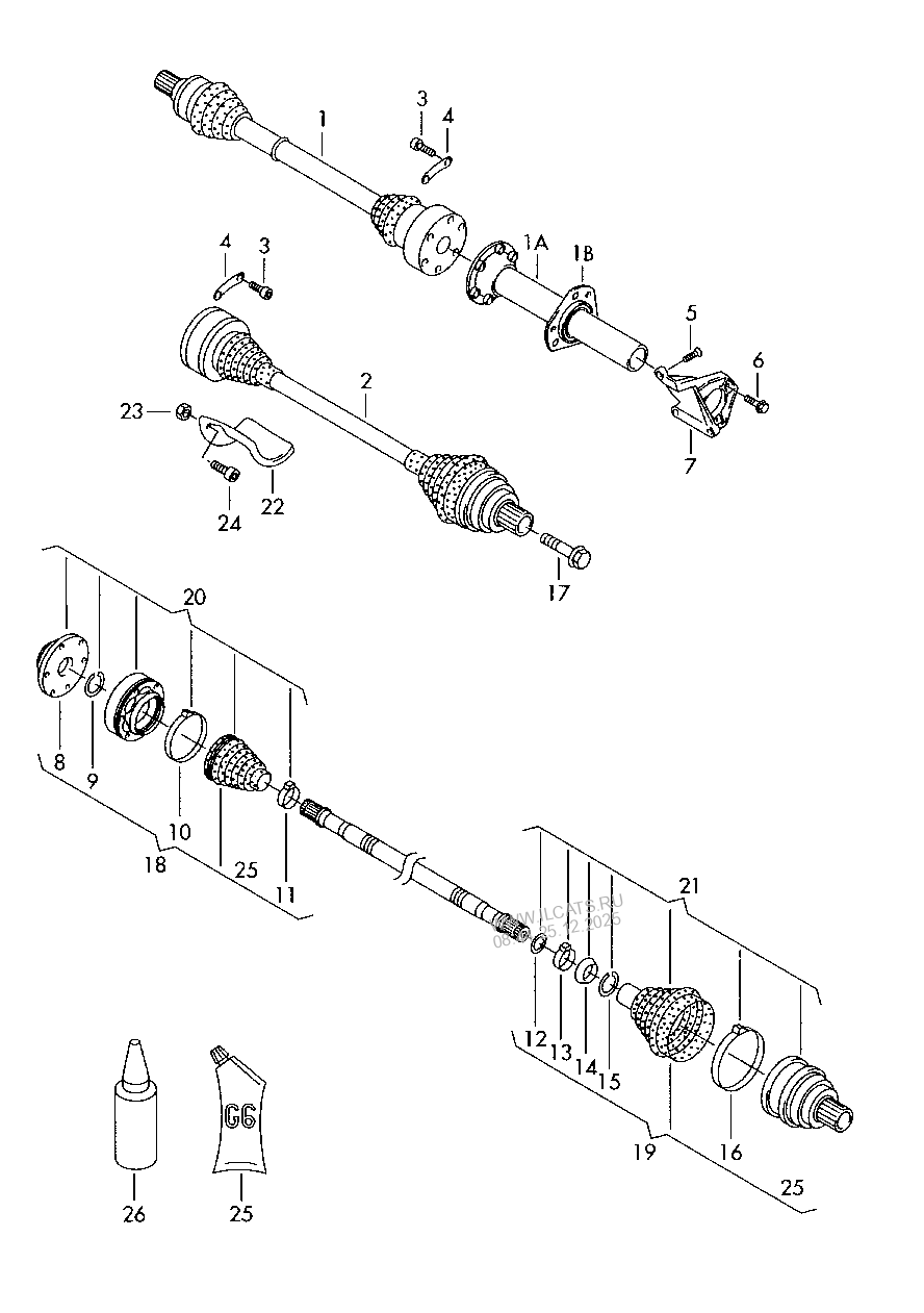 drive shaft. for 6 speed manual gearbox AUDI A3/S3/SPORTB./LIM./QU.