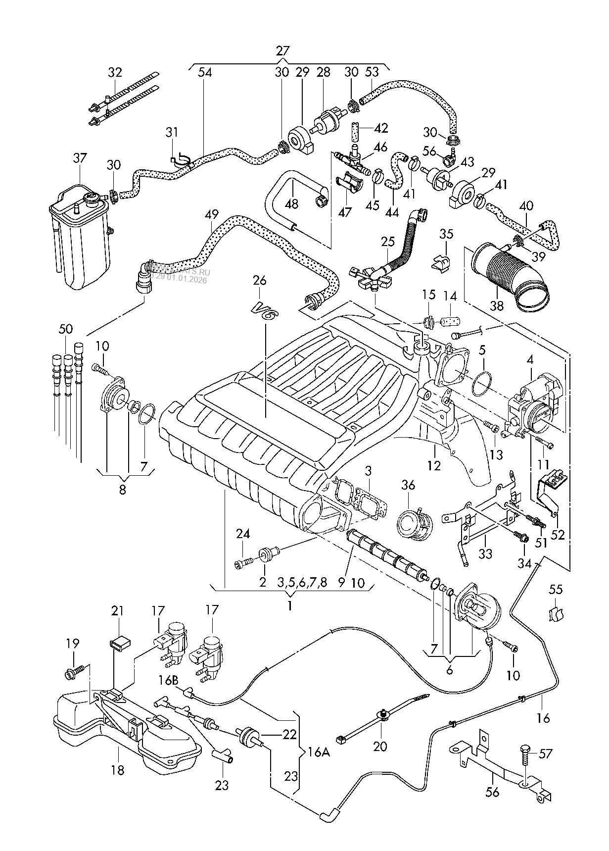 intake system. throttle valve control element. vacuum system. suction