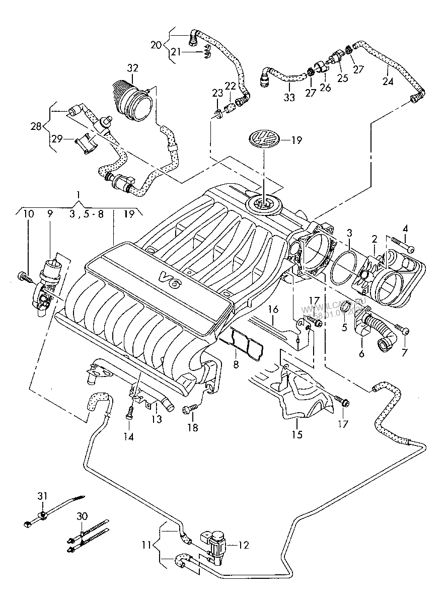 Cистема впуска воздуха. Вакуумная система. Эжекционный насос AUDI Q7