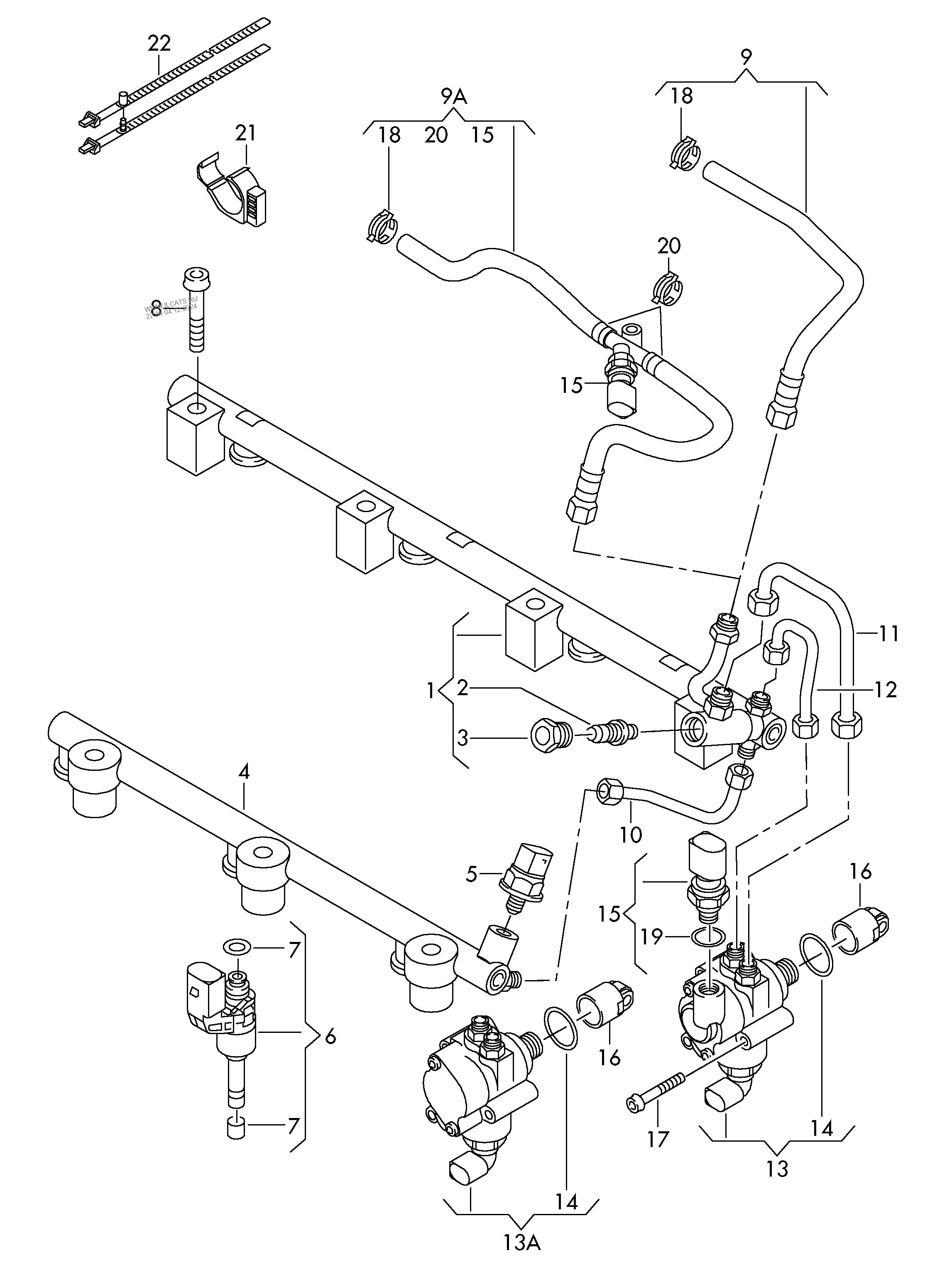 Fuel Rail Fuel Pump Injection Valve Audi Q7