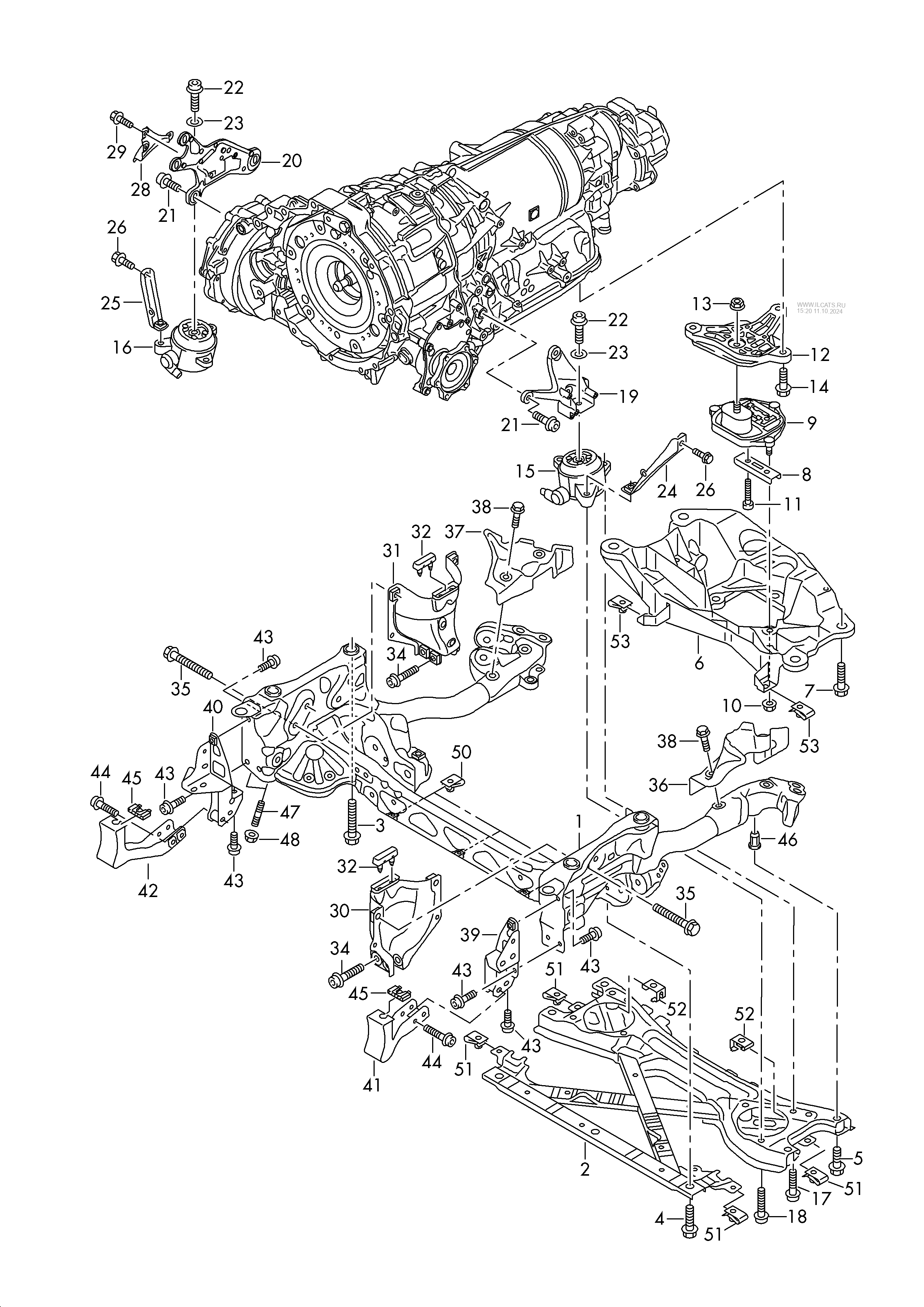 support frame. transmission securing parts. for 8-speed automatic