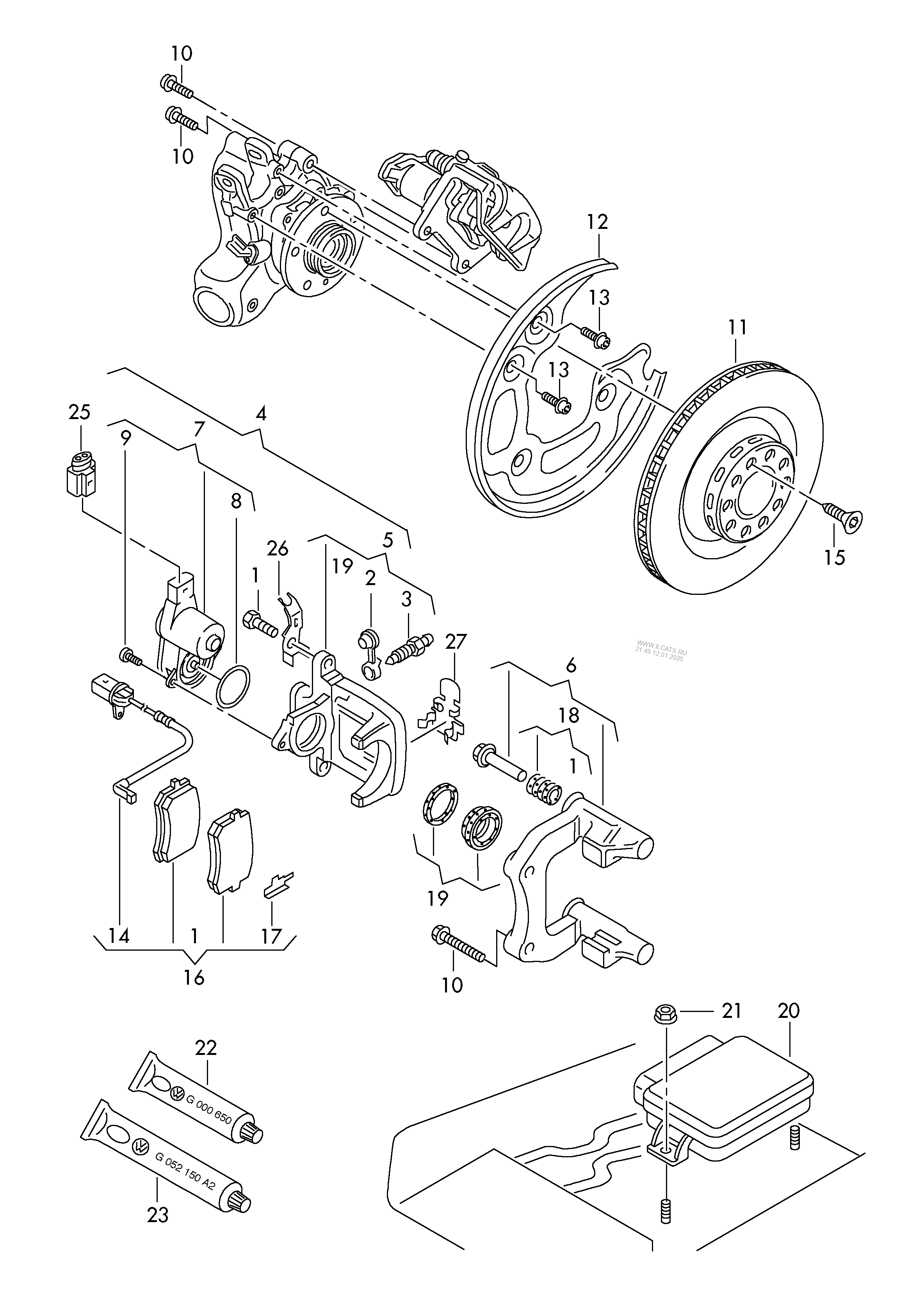 floating caliper brake. brake caliper housing. brake carrier with pad ...