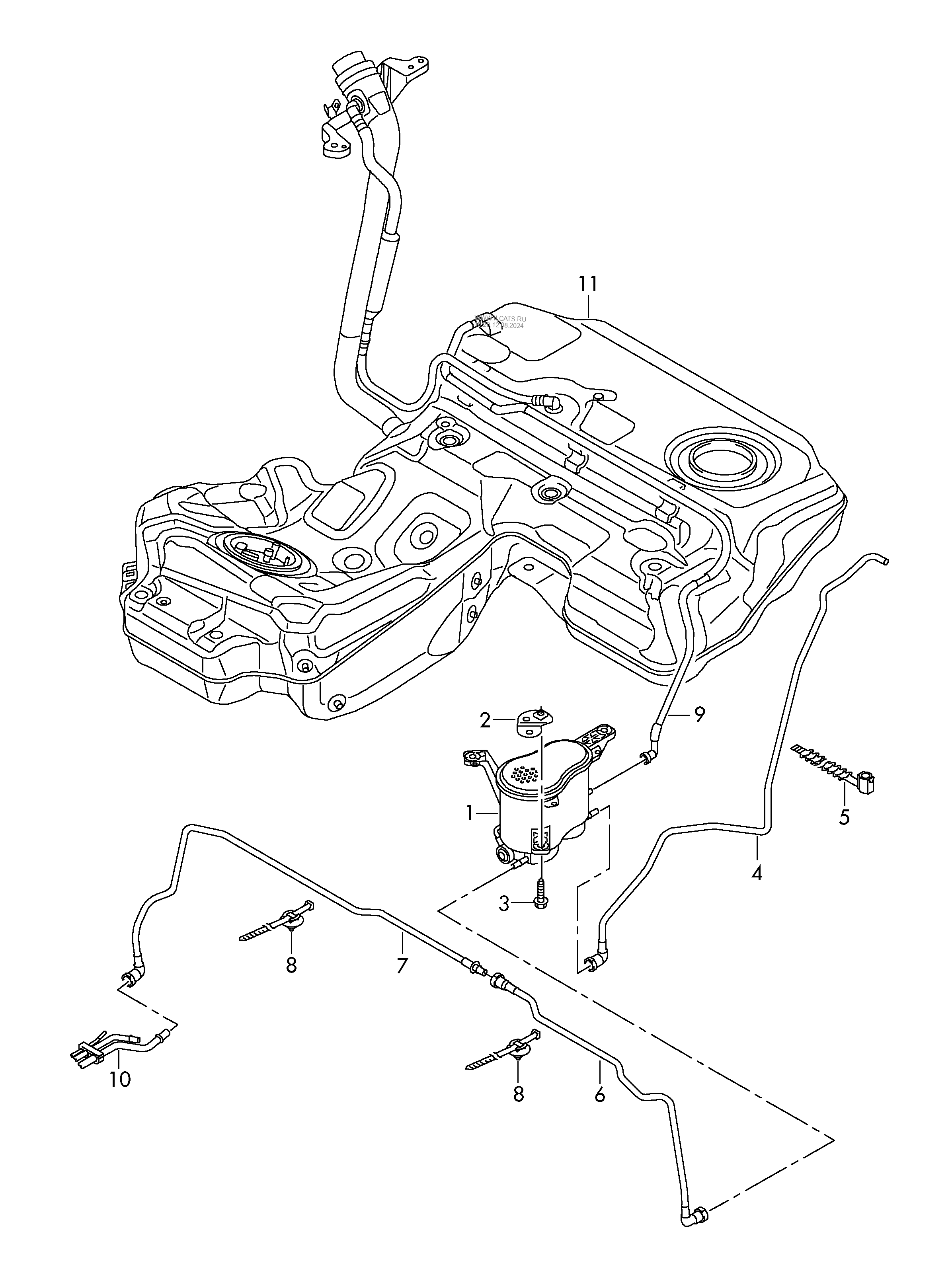 Activated Charcoal Container With Valve Breather Line Audi 6593