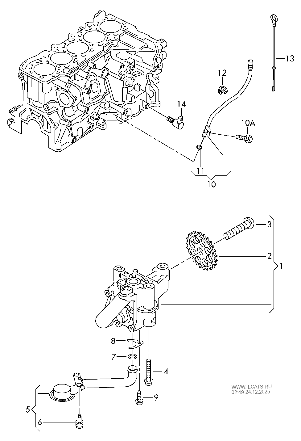oil pump. tube for oil dipstick. oil dipstick AUDI RS3 SPORTBACK/LIM.