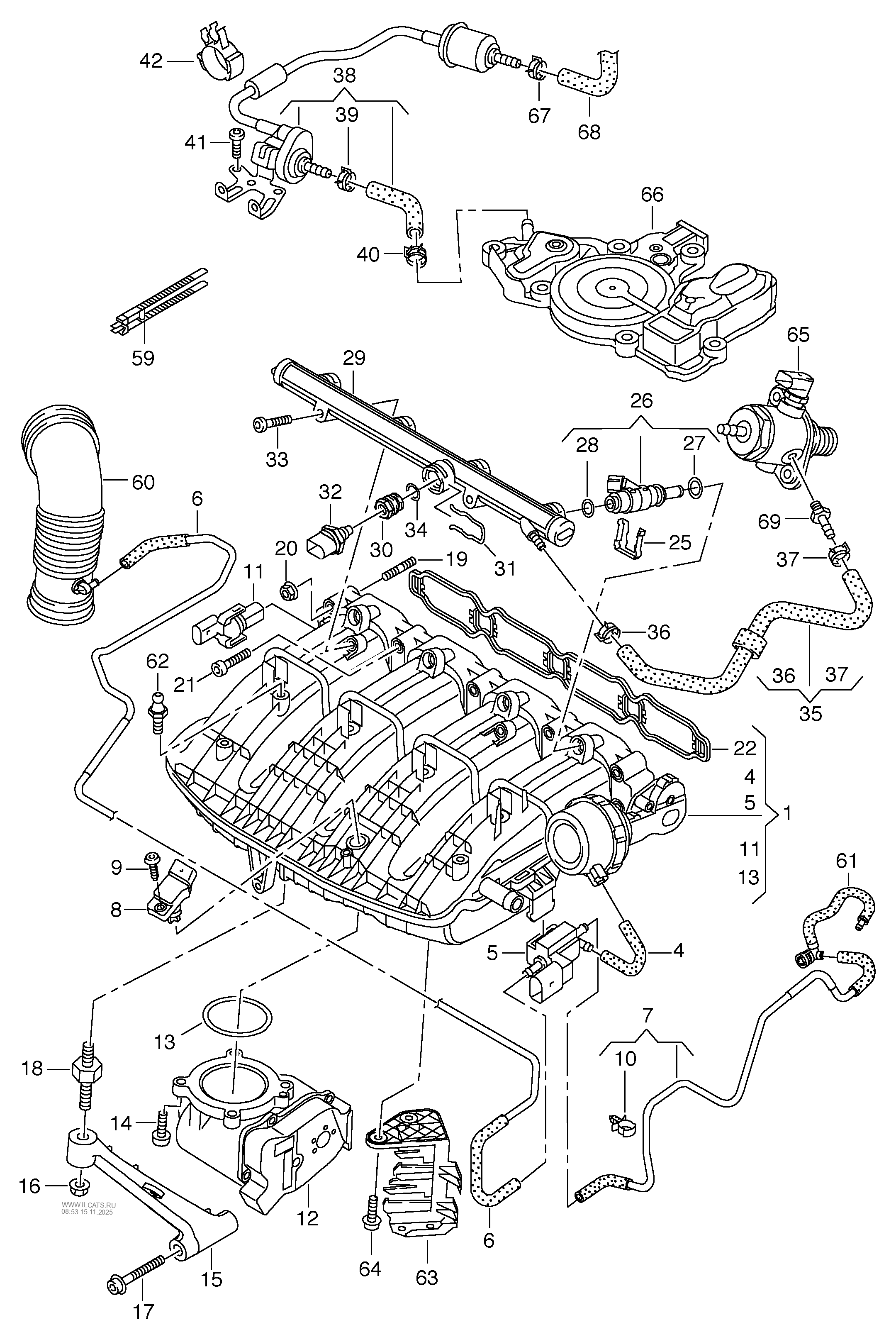 intake system. vacuum system. injection valve AUDI A5/S5 CABRIOLET
