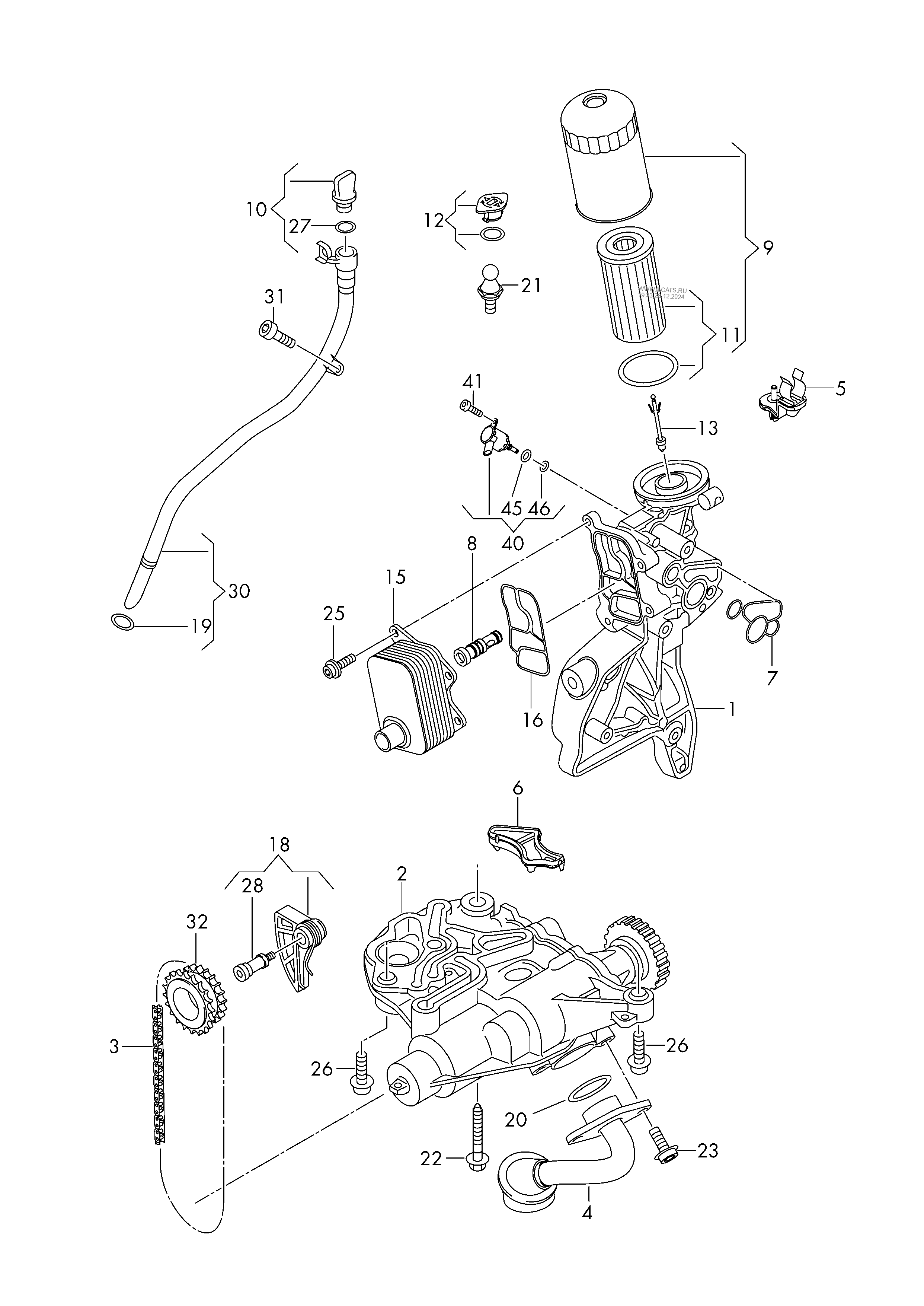 oil pump. oil filter. oil dipstick. oil cooler AUDI