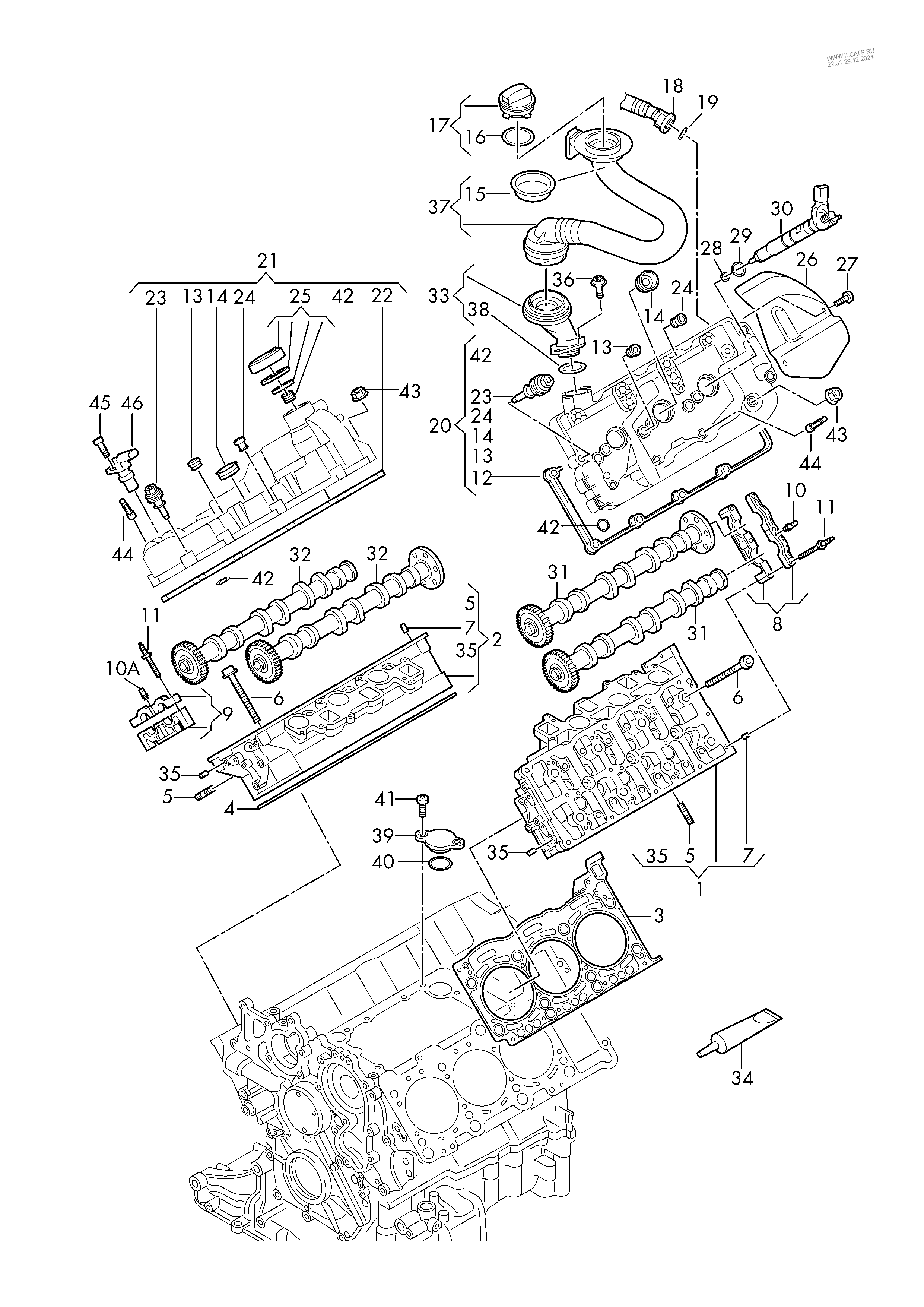 cylinder head. cylinder head cover AUDI Q7