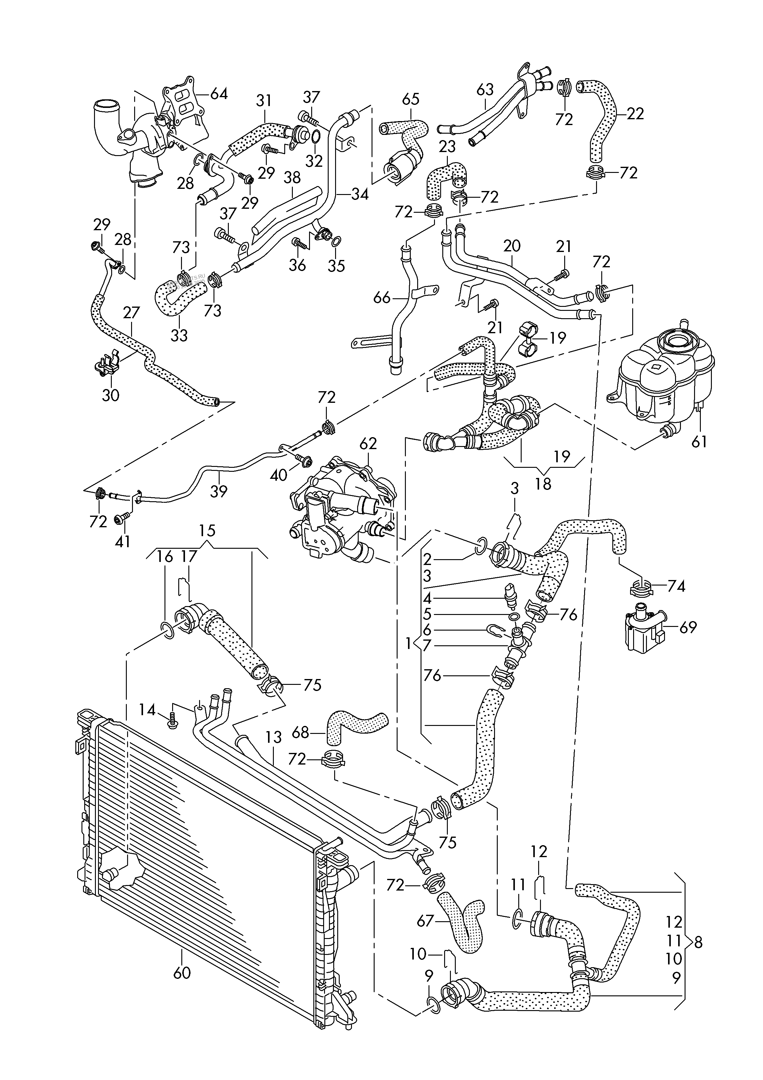 coolant cooling system. for vehicles with hybrid drive AUDI Q7
