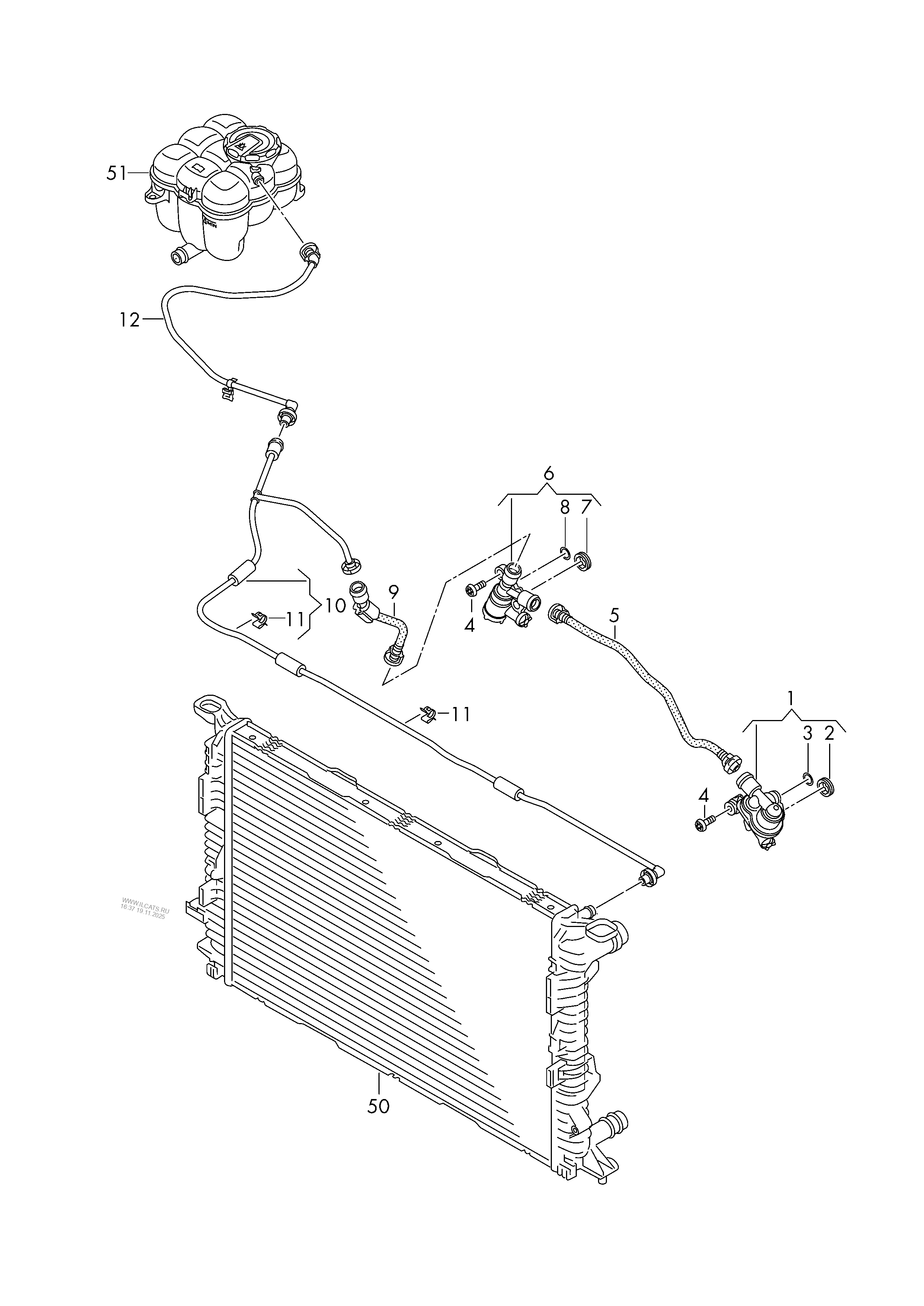 coolant cooling system. breather line AUDI Q7
