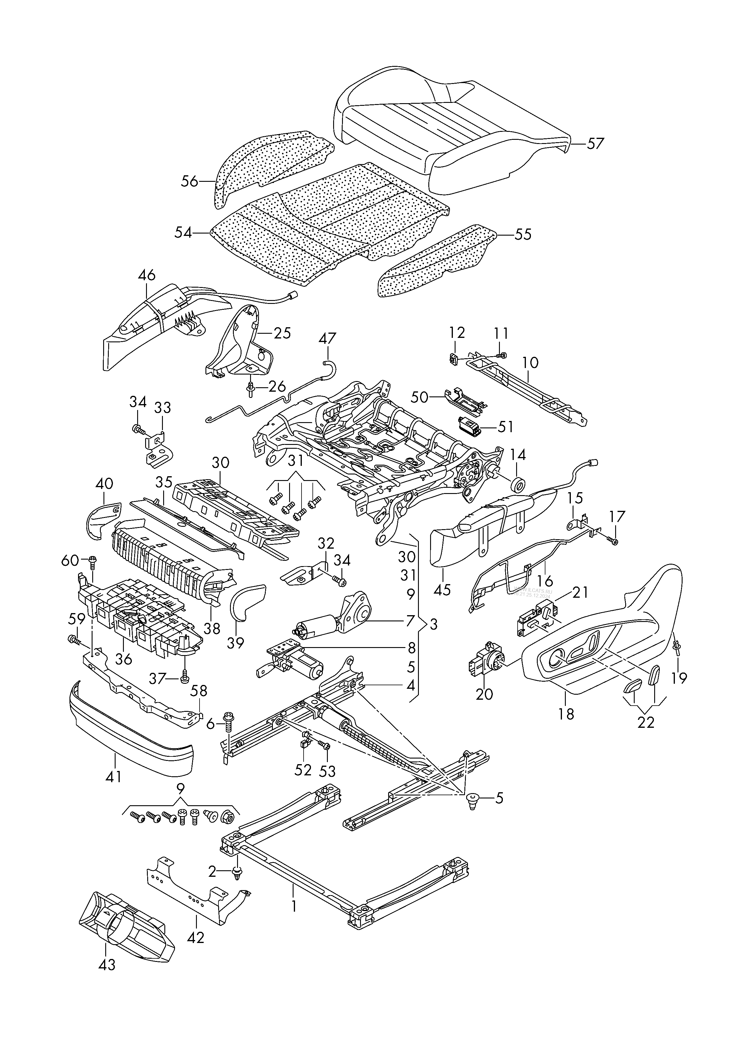 seat frame (electrically adjustable) AUDI