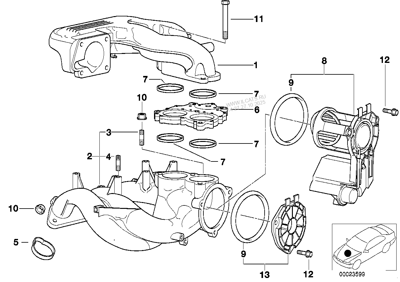 Intake manifold system BMW 3& E46 Left hand drive; Transmission