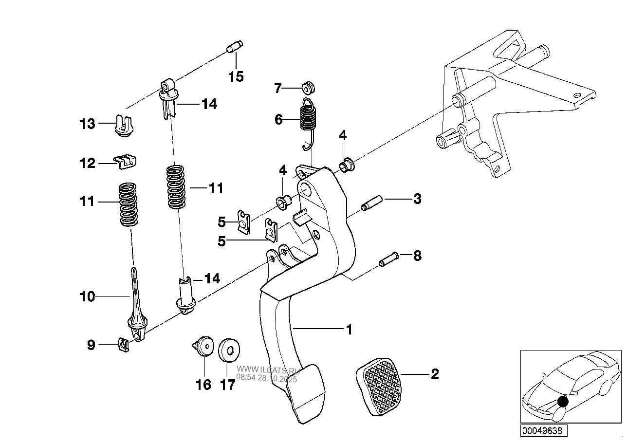 Pedals-supporting bracket/clutch pedal BMW 3