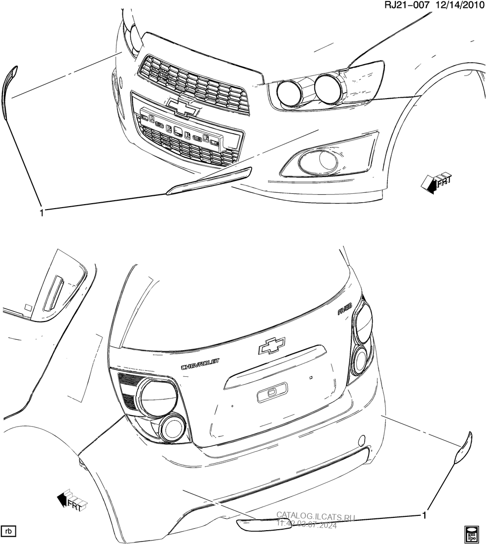 Схема переднего бампера Шевроле Авео т300