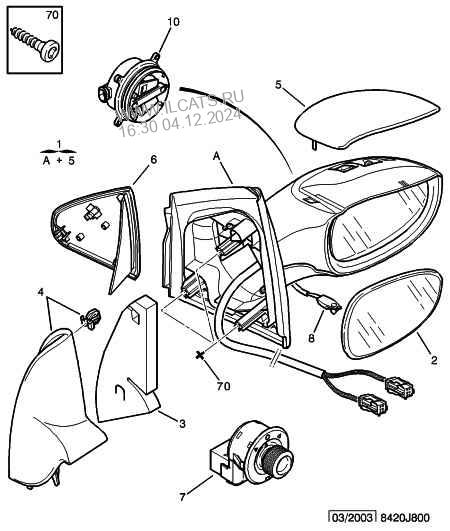 Outside Rear View Mirror Passenger Side Citroen C2 Firm 3 Door Saloon 1 4 Hdi 70