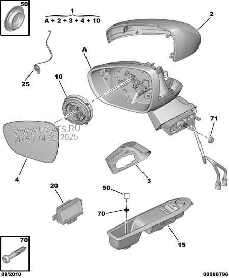 Exterior Rear View Mirror Citroen C4 B7 M1 N1 Mixed Body Types 1 6 Hdi 92