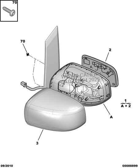 Exterior Rear View Mirror Citroen C Zero M1 N1 Mixed Body Types Electric Motor 49kw 180n M