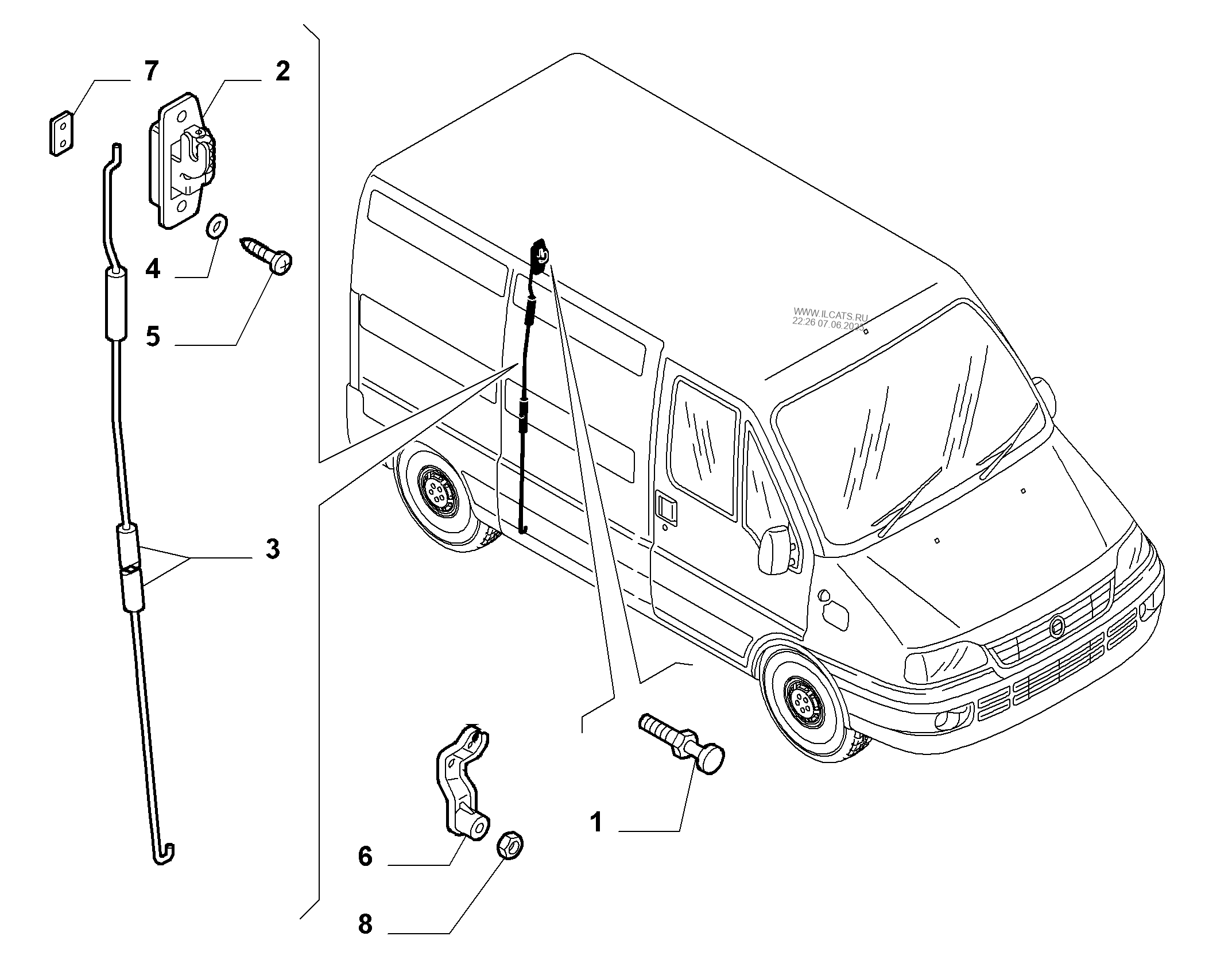 Fiat 244 тяга замка задней двери