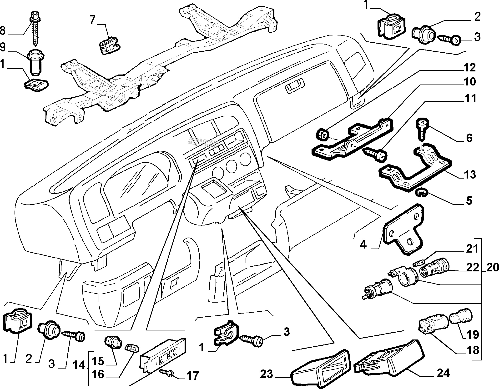 ПАНЕЛЬ ПРИБОРОВ И ПРИЛЕГАЮЩИЕ ЧАСТИ FIAT-PROF DUCATO '94 BENZINA (1994-2002)