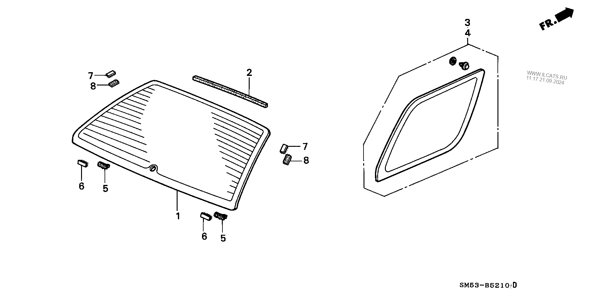 Стекло заднее боковое Хонда.