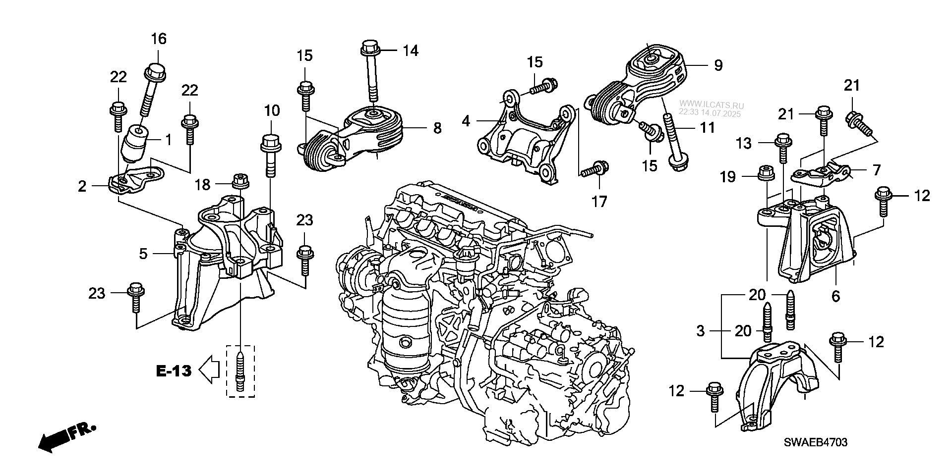 Engine Mounts 2 0l At Honda Cr V Doors 5 Transmission 5at
