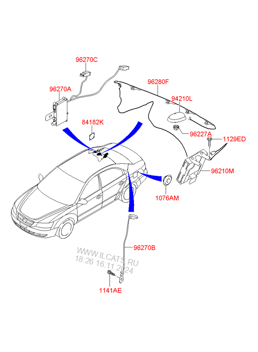 Antenna Hyundai Sonata 04 Alabama Plant Usa Jan 01 2007 2004 2008 Sedan 4dr 5p Dohc Mpi Gasoline Unleaded