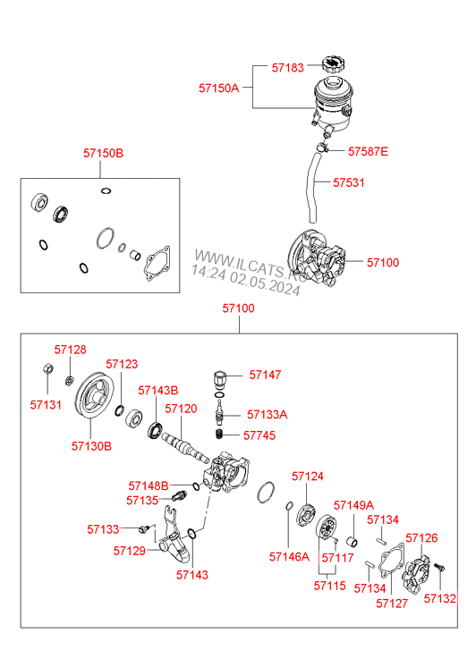 Genuine Hyundai 57221-34000 Power Steering Oil Pump Mounting Bracket