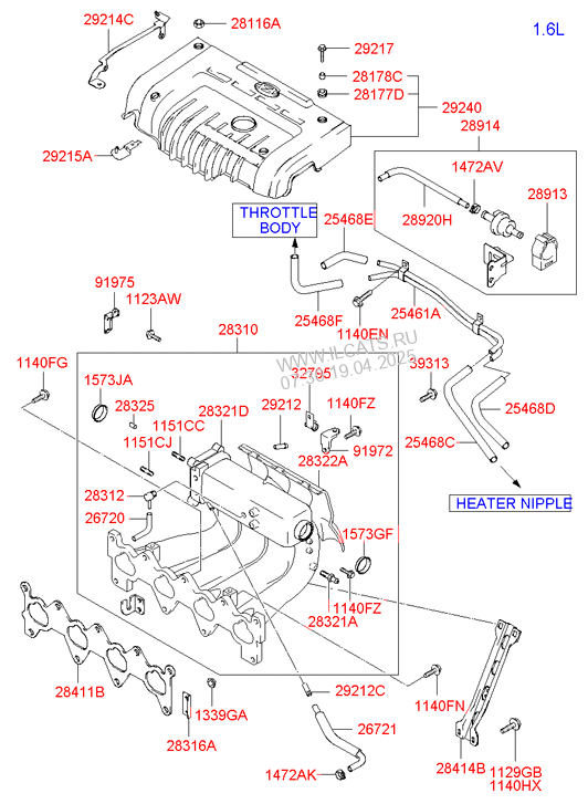 Intake Manifold Hyundai Matrix 01 Oct 2006 2001 5 Dr Wagon