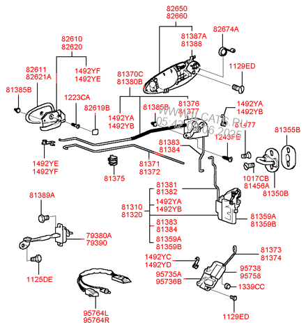 Front Door Locking Hyundai Sonata 99 1999 2001 4 Door Europe