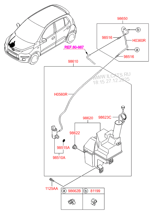 WINDSHIELD WASHER HYUNDAI I10 07 (INDIA PLANTGEN) (2007) SEDAN 5DR 5P
