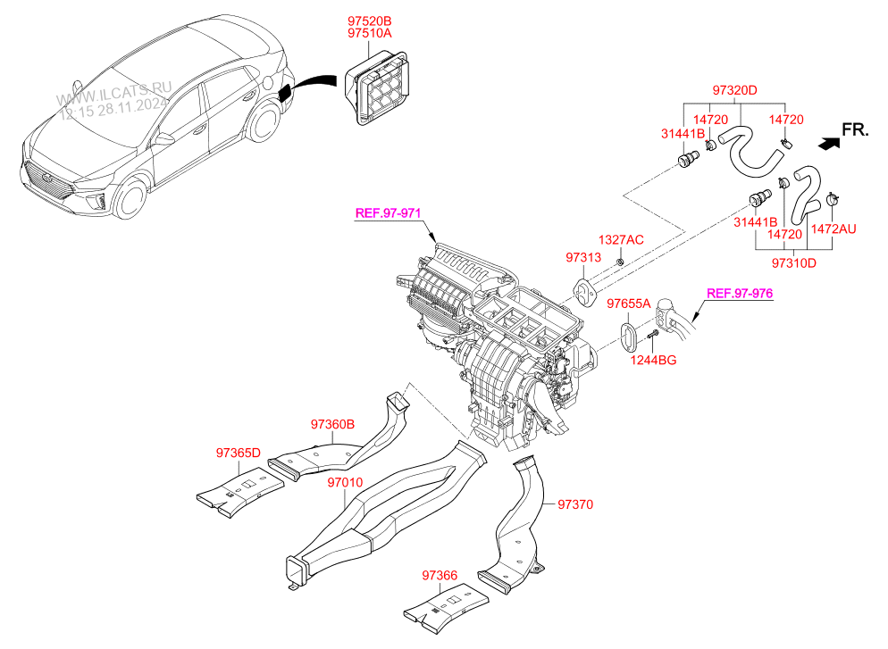 Heater System Duct Hose Hyundai Ioniq Hybrid 16 2017 2017 Sedan 5dr 5p 1600 Cc Kappa Dohc Gdi Gasoline Unleaded Dct 6 Speed 2wd 2017