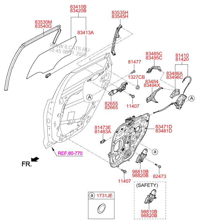 REAR DOOR WINDOW REGULATOR & GLASS HYUNDAI I30 17 (2017) SEDAN 5DR 5P