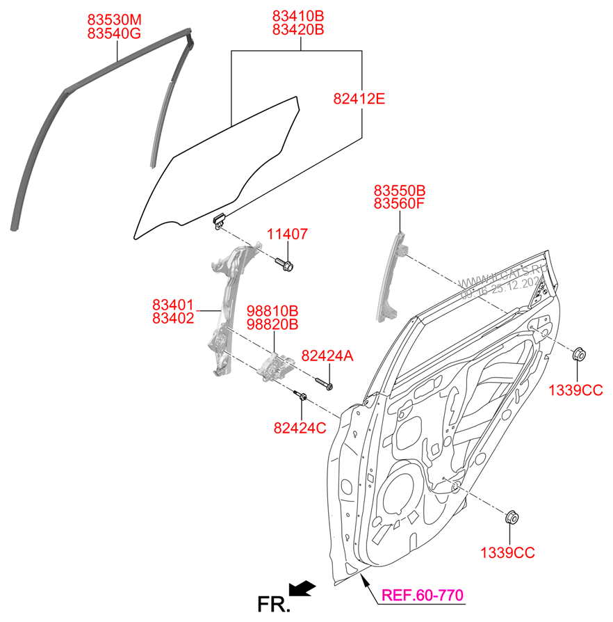 REAR DOOR WINDOW REGULATOR & GLASS HYUNDAI KONA 18 (2017-) WAGON - 5DR ...