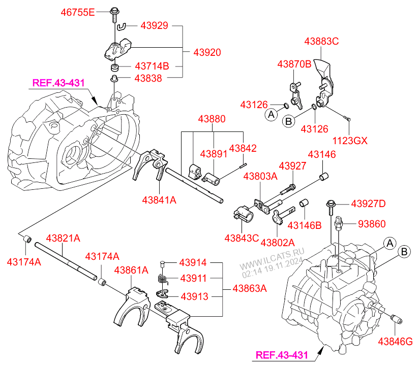 Gear Shift Control Manual Hyundai Ix35 10 2010 2013 Wagon 5dr 5p