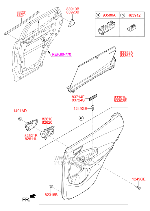 REAR DOOR TRIM HYUNDAI SANTA FE 15 (2015) Any