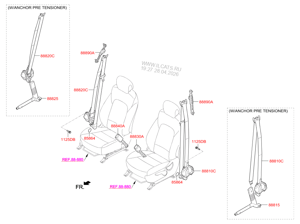 FRONT SEAT BELT HYUNDAI SANTA FE 15 (2015) Any