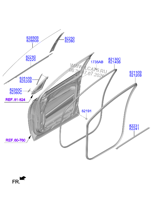 FRONT DOOR MOULDING HYUNDAI SANTA FE 18 2018 AUTO 6 SPEED 4WD 