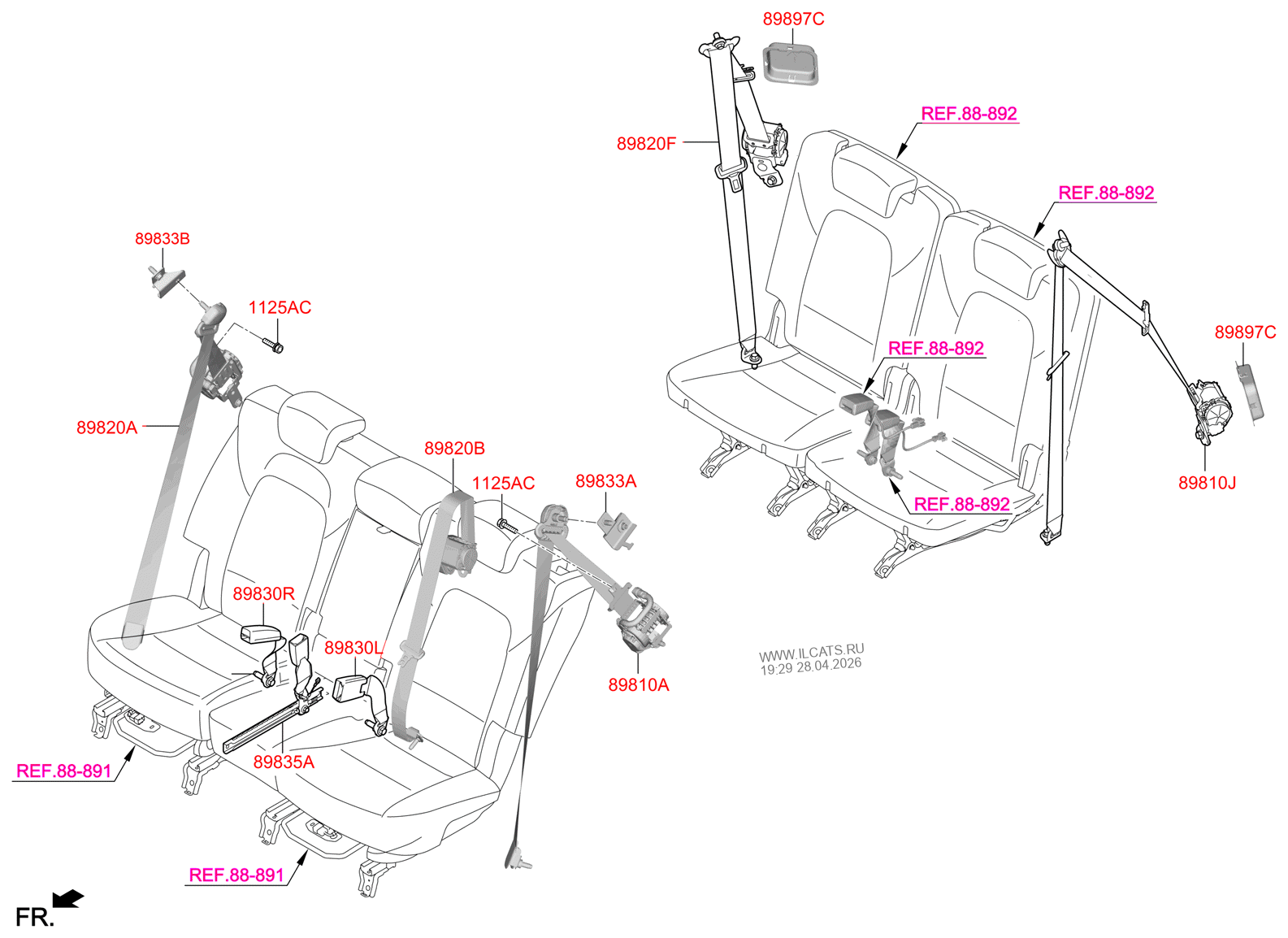 REAR SEAT BELT HYUNDAI SANTA FE 18 (2018) AUTO 6 SPEED 4WD, DRIVE TYPE LHD, 2018