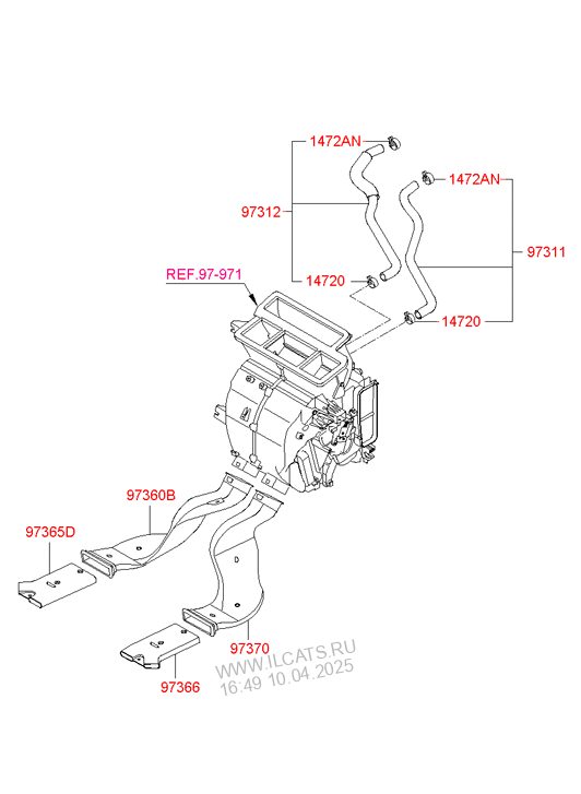 Heater System Duct Hose Hyundai Accent 06 Sep 04 2006 2006 1600 Cc Alpha Dohc Dohc Mpi Gasoline Unleaded