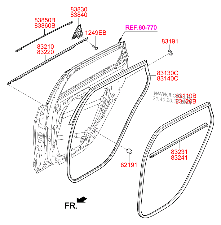 Rear Door Moulding Hyundai Elantra 17 (2017-) Sedan - 5dr 5p, Gasoline 