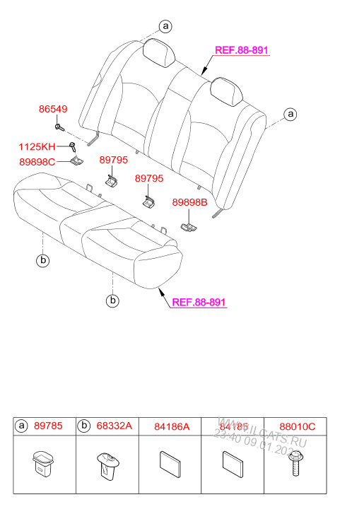 HARDWARE-SEAT HYUNDAI SONATA HYBRID 11 (2011-2015) SEDAN - 4DR 5P, 2400 ...