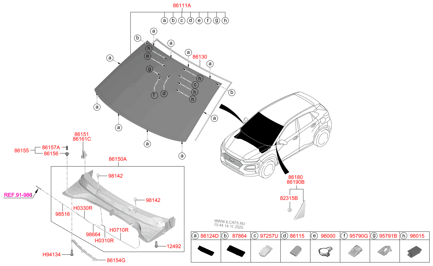 WINDSHIELD GLASS HYUNDAI KONA 18 (2017) WAGON 5DR 5P, GASOLINE