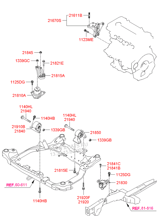 Engine Transaxle Mounting Hyundai I30 I30cw 07 Japan 2007 Dohc Mpi Gasoline Unleaded Auto 4 Speed 2wd