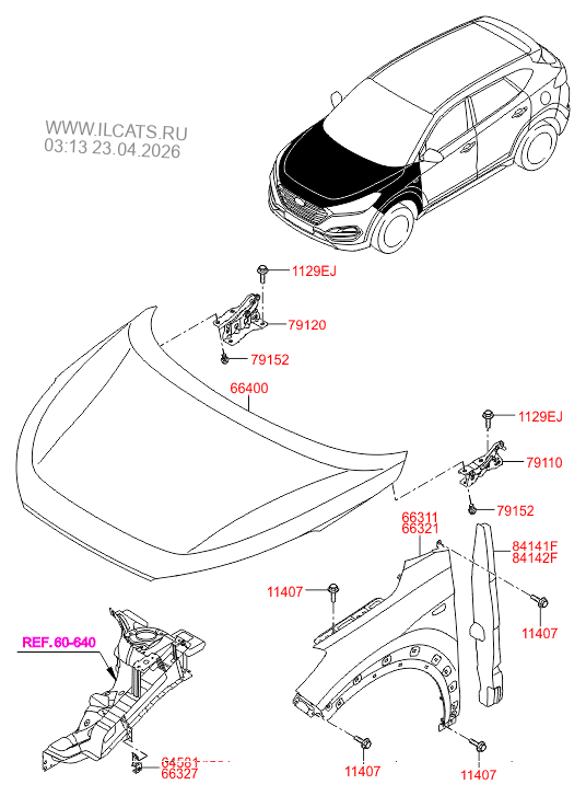 крылья и панель капота HYUNDAI TUCSON 15 (2015-) WAGON - 5DR 5P