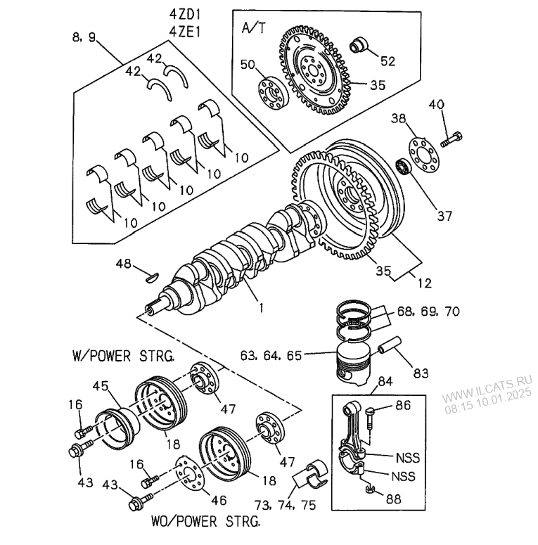 КОЛЕНЧАТЫЙ ВАЛ , PISTON AND FLYWHEEL ISUZU PICKUP